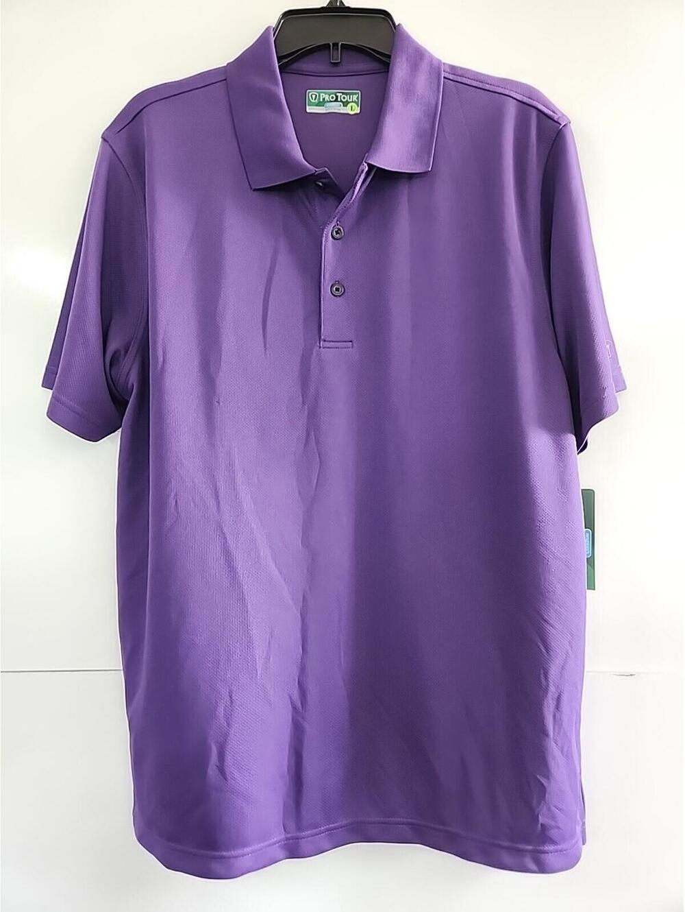 Men's Pro Tour COOL PLAY Series Athletic Fit Purple Polo Shirt Size L